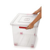Large Plastic Multipurpose Stackable Storage Box with Lid, Handle Wheels, Transparent 32 Litters