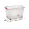 Large Plastic Multipurpose Stackable Storage Box with Lid, Handle Wheels, Transparent 32 Litters