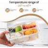4 Compartment Fridge Storage Box with Lid Handle Divided Vegetable Snack Organizer