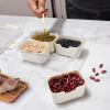4 Compartment Fridge Storage Box with Lid Handle Divided Vegetable Snack Organizer