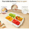 4 Compartment Fridge Storage Box with Lid Handle Divided Vegetable Snack Organizer