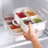 4 Compartment Fridge Storage Box with Lid Handle Divided Vegetable Snack Organizer