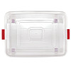 Plastic Multipurpose Stackable Storage Box with Lid, Wheels, Transparent 54 Liter Box