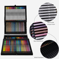 Macaron 96pcs Sketching Colored Pencils Set with Metallic, Fluorescent And Watercolor Shades 4mm Thickened Lead 