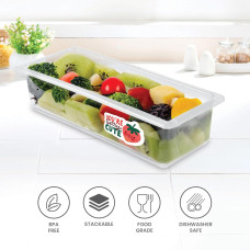 Fridge Storage Containers Boxes with Removable Drain Plate, Lids, Stackable Organizer, Fridge Storage Box Set Of 6