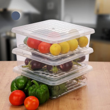 Fridge Storage Containers Plastic Freezer Storage Containers For Fish, Meat, Vegetables Set Of 3