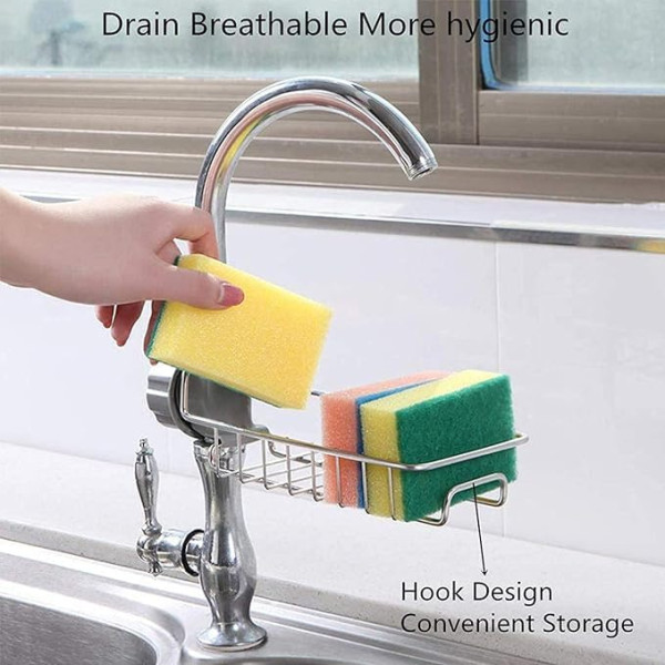 Kitchen Sink Faucet Sponge Holder Organizer Stainless Steel Drain Rack Kitchen Sink Faucet Sponge Holder Organizer Stainless Steel Drain Rack
