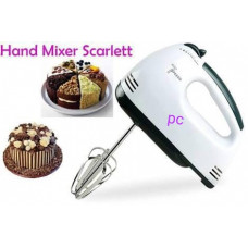 SCARLETT 7-Speed Lightweight Hand Mixer With Chrome Beater + Dough Hook, White