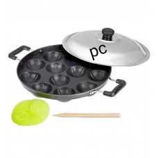  Non-Stick 12 Cavity Grill Appam with Stainless Steel Lid