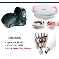  Cake Decoration Tools Set of Full Rotating Round Table with Nozzle Accessories Detachable Base Mould Combo 