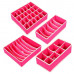 4 Piece Foldable Storage Drawer Organizer for Socks Bra Tie Scarfs, Pink