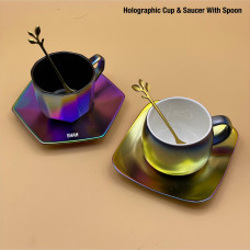 Holographic Ceramic Cup & Saucer set