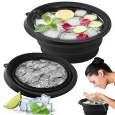 Face Bowl for Ice with Built in Ice Tray Portable Foldable Silicone Ice Facial Bowl for Ice Bath Facial