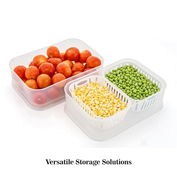 Fridge Storage Boxes with Draining Crisper Refrigerator And Kitchen Storage Containers
