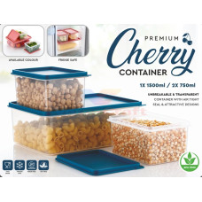 Airtight Food Storage Container with Blue Lids for Kitchen And Pantry Storage SET OF 3 