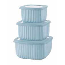 Set of 3 Stackable Food Storage Containers with Lids Microwave And Freezer Safe 