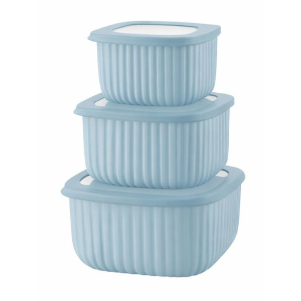 Set of 3 Stackable Food Storage Containers with Lids Microwave And Freezer Safe 