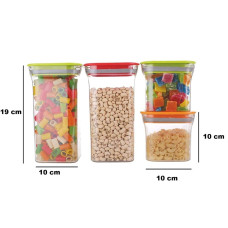 4 Piece Airtight Storage Container Set Square Plastic Grocery Boxes Combo