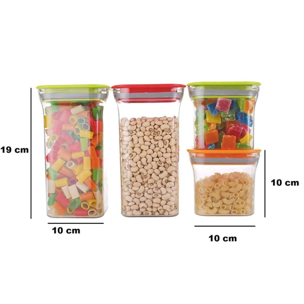 4 Piece Airtight Storage Container Set Square Plastic Grocery Boxes Combo