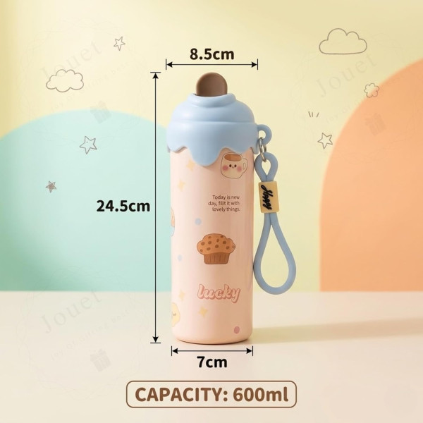 600ml Vacuum Insulated Stainless Steel Thermos Bottle with Cute Bear Print 600ml Vacuum Insulated Stainless Steel Thermos Bottle with Cute Bear Print