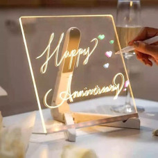 3D Acrylic LED Writing Pad with Pen Rewritable Message Board Table Lamp Home Décor 20 X 30 CMS
