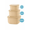 Set of 3 Stackable Food Storage Containers with Lids Microwave And Freezer Safe 