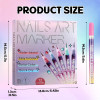 12pcs 3D Nail Art Gel Pen Set Colorful 0.7MM Nail Drawing Pens for DIY Manicure