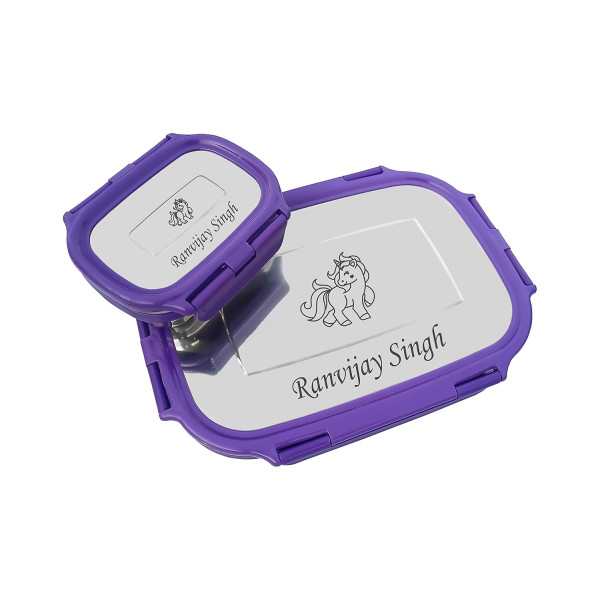 Personalized Stainless Steel Lunch Box Set with Name Kids Tiffin Box with Small Container