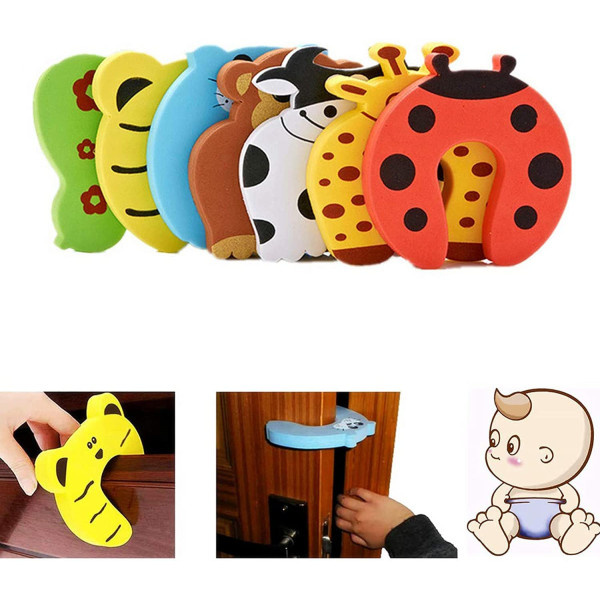  Different Cartoon Animal Cushion Children Safety Foam Door Stopper Set of Random 4