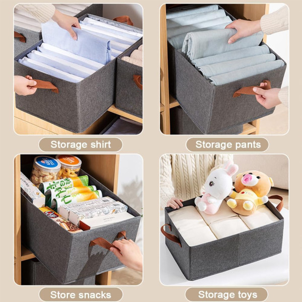 Foldable Storage Box Wardrobe Storage Organizers for Clothes, Toys (45x28x20 cm, Grey