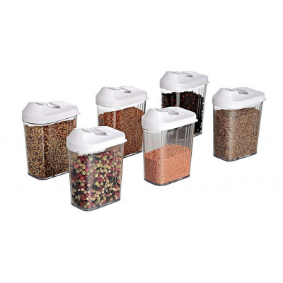 Set Of 6 Cereal Dispenser Easy Flow Storage Jar