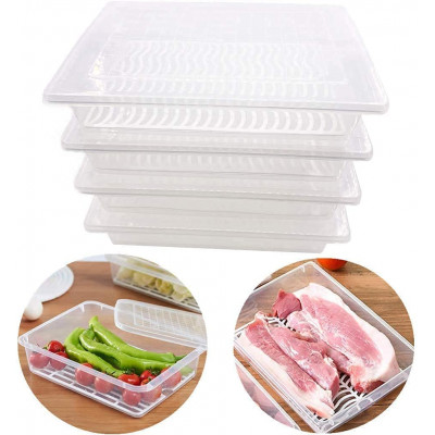 1 pcs Food Storage Container Box with Removable Drain Plate and Lid, 