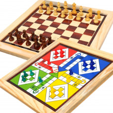 MAGNETIC WOODEN CHESS AND LUDO
