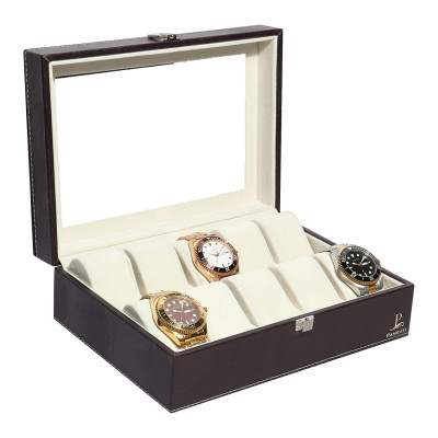  10 Slot Leather Watch Box Organiser