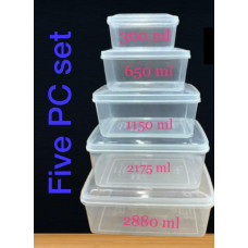 Set of 5 Food Grade Transparent Plastic Storage Jar