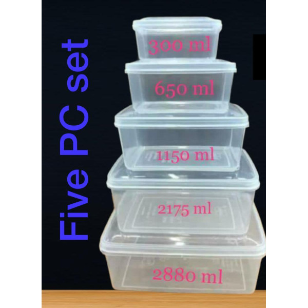 Set of 5 Food Grade Transparent Plastic Storage Jar