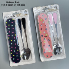 Steel Fork And Spoon Set With Case.