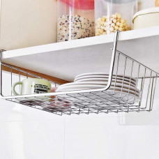 Kitchen Iron Mesh Basket Cupboard Cabinet door organizer Rack Closet Holder hanging under shelf storage 