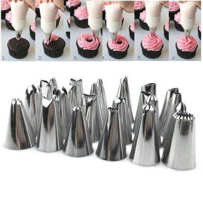 24 Pc Cake Nozzle Set With Reusable Icing bag