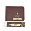 Customized Leather Wallet And Keychain Set with Name And Charm Personalized Gift for Men