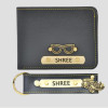 Customized Leather Wallet And Keychain Set with Name And Charm Personalized Gift for Men