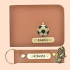 Customized Leather Wallet And Keychain Set with Name And Charm Personalized Gift for Men