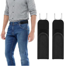 Buckleless Elastic Belt with Metal Hook Invisible Unisex Waist Belt for Work 2 Piece