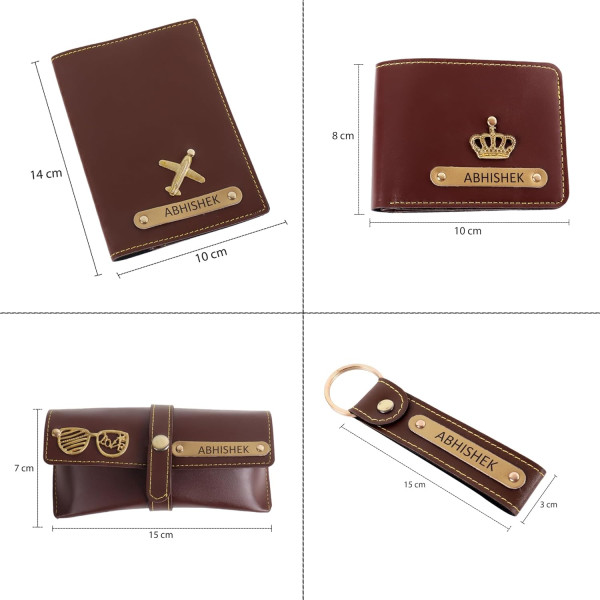 Personalized All in One Men's Combo Gift Set 4 Pieces Brown Customized Gift Personalized All in One Men's Combo Gift Set 4 Pieces Brown Customized Gift