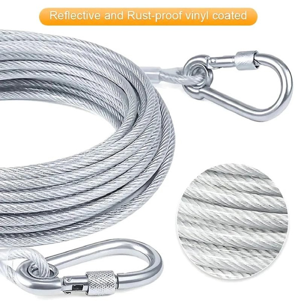 5 Meter Stainless Steel Clothesline with Carabiner Hooks Rustproof Heavy Duty Drying Rope