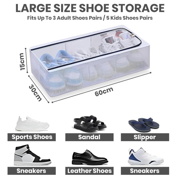 Foldable Stackable Shoe Storage Organizer Box Space Saving Plastic Shoe Rack