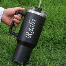 Personalized Tumbler Sipper Mug with Handle And Straw Lid Custom Name 1200ml Stainless Steel Travel Mug