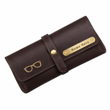 Personalized Leather Sunglass Case with Name And Charm Hard Eyewear Cover for Men And Women