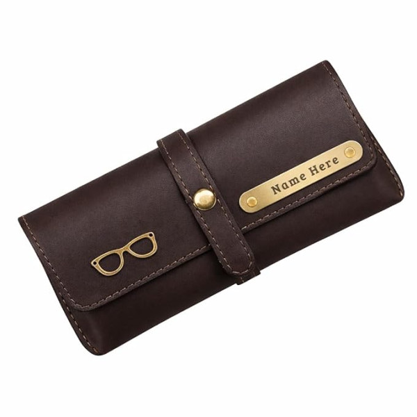 Personalized Leather Sunglass Case with Name And Charm Hard Eyewear Cover for Men And Women