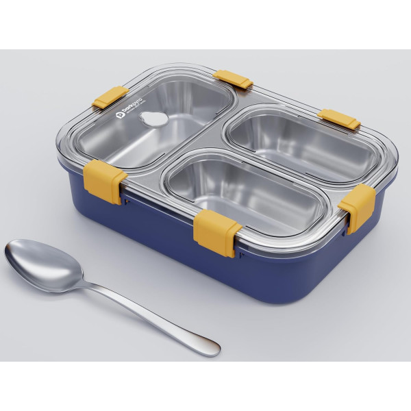 Stainless Steel Lunch Box with 3 Compartment deal for Office, School, College